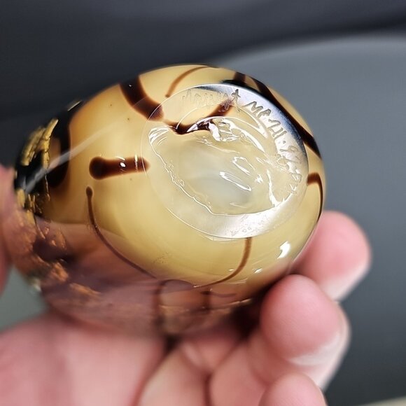 Nourot Signed Studio Glass Incense Vase Jar 4.5” Tall Red Gold Black USA - Picture 3 of 10